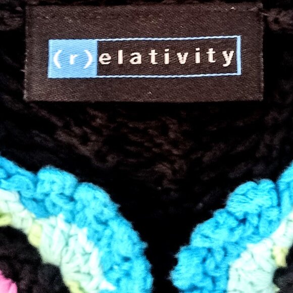 Vintage Relativity Black Cotton Crochet Tie-Front Cardigan Sweater - Picture 6 of 8